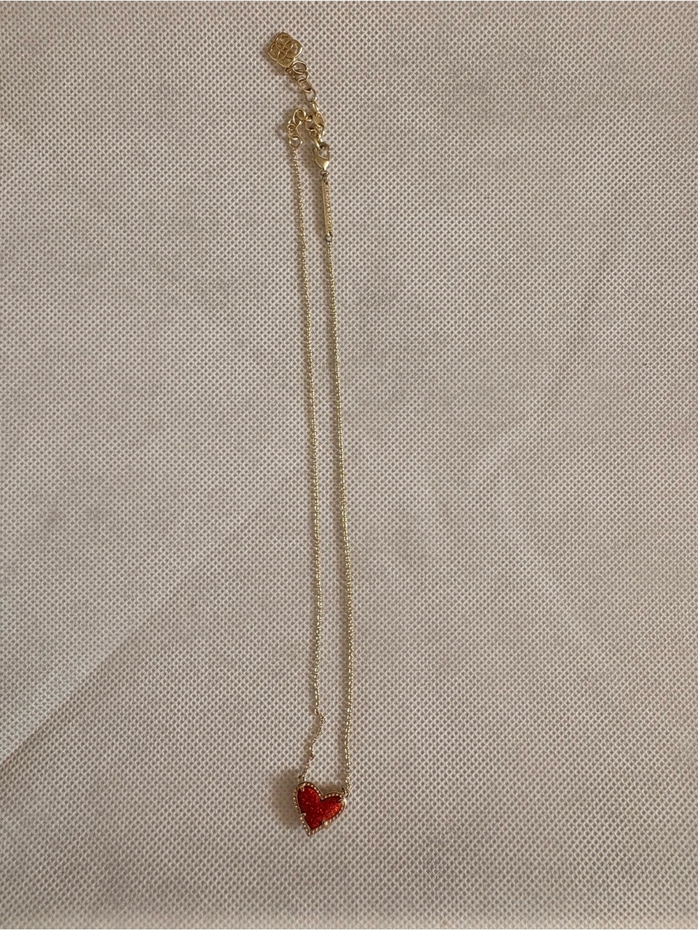 Kendra Scott Gold Necklace with Red Heart Pendant